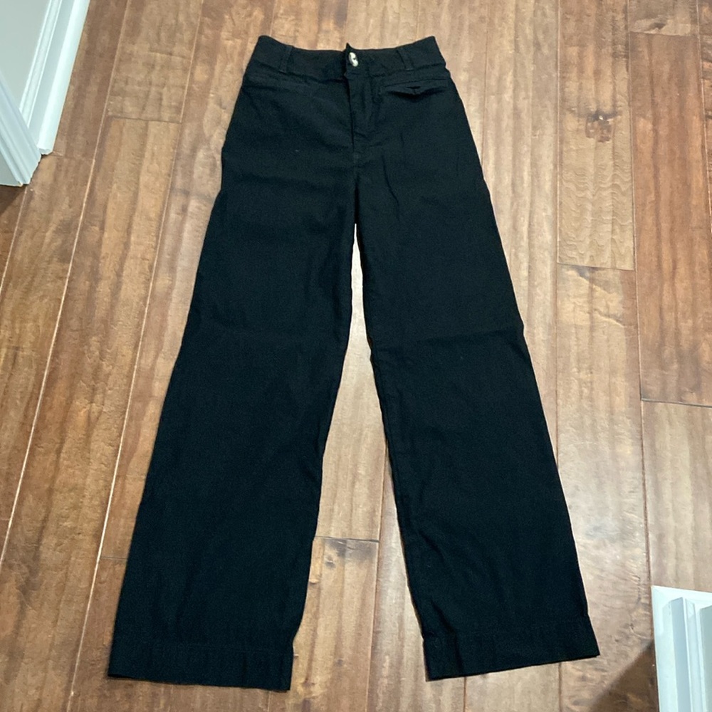 Anthropologie Maeve The Collette full length wide leg pant Black size 27